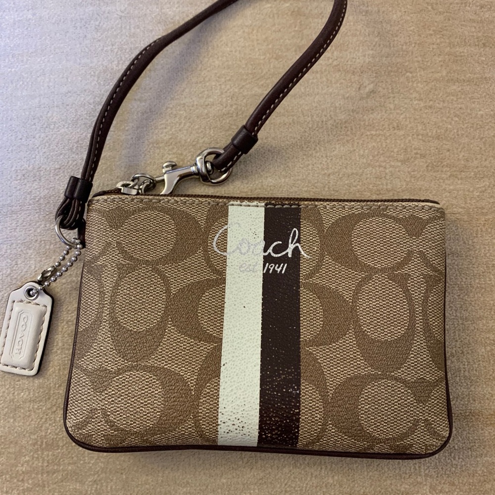Coach monogram wristlet -brown - coated canvas